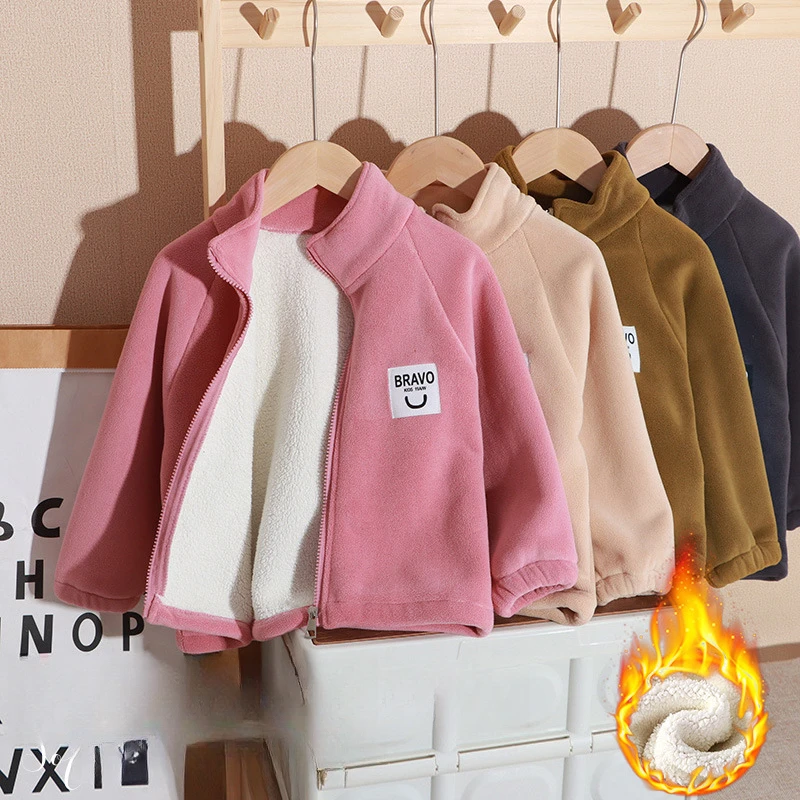 秋冬加绒男女童外套中大童百搭保暖外穿棉袄女宝男宝加厚舒适棉衣