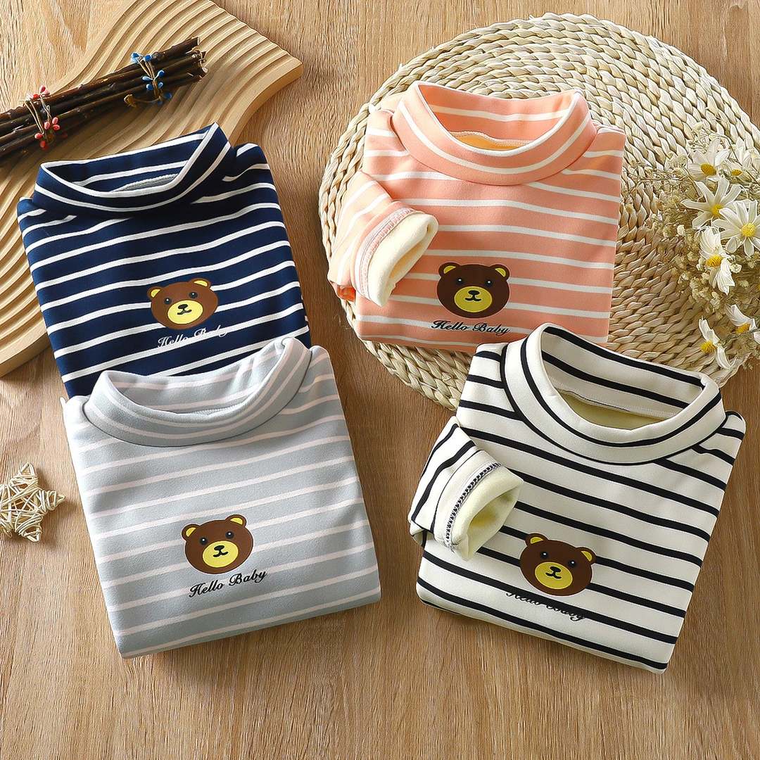 儿童秋冬季加绒加厚内搭高领保暖内衣长袖上衣男童女宝宝打底衫