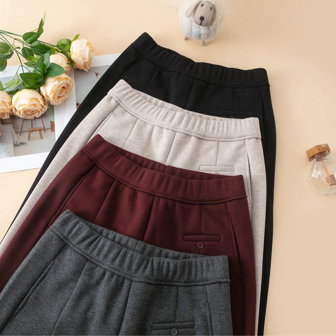 【加绒】雅丝冬季加绒加厚高级感高腰显瘦休闲镰刀裤-8856