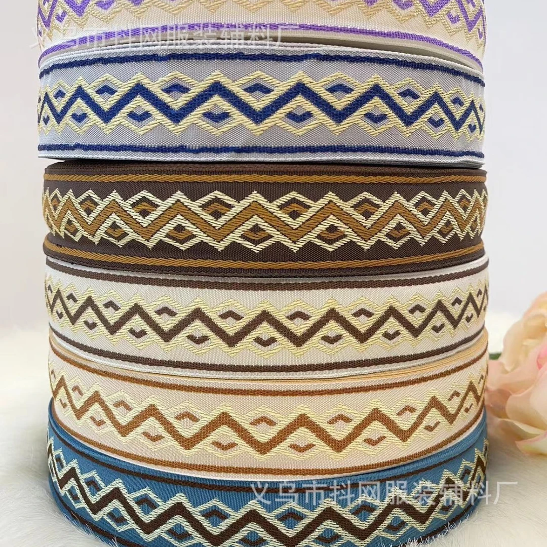 3cm民族风提花刺绣织带发饰花边头饰演出服装辅料礼盒包装袋装饰