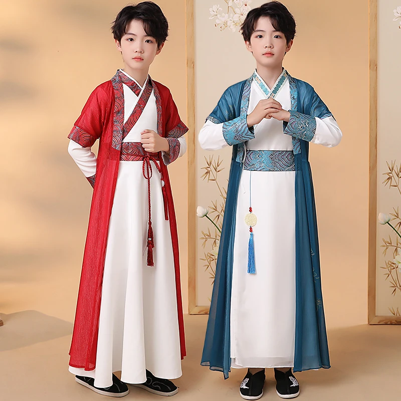 汉服男童春夏古风帅气儿童古装拜年服中国风幼儿国学服装2024新款