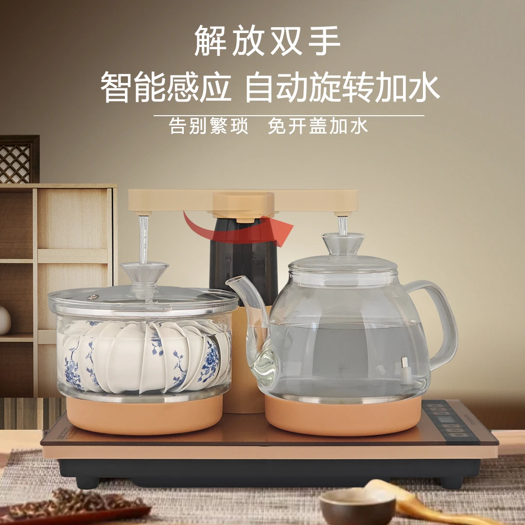 全自动上水烧水壶家用玻璃抽水电茶炉台旋转嵌式烧水壶嵌入式茶盘