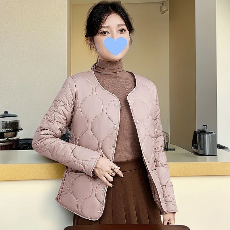 冬季加绒加厚棉服2024新款短款休闲内胆中青年棉衣女修身保暖外套