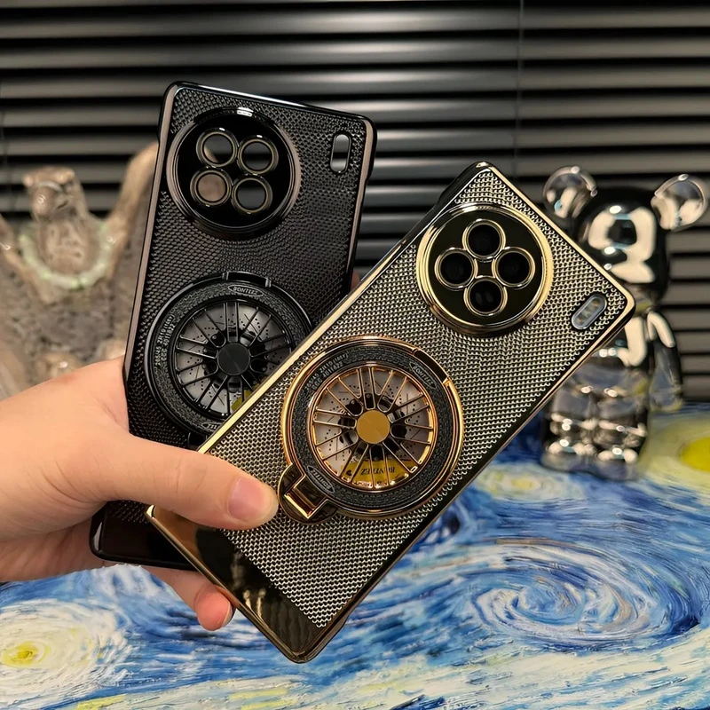 【旋转陀螺支架+镜头膜】适用vivo X90/X90S超薄散热手机壳电镀硬壳