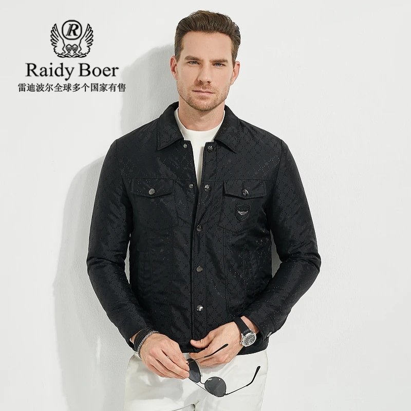 【全身提花】RaidyBoer雷迪波尔冬季休闲翻领棉衣外套男4007-79