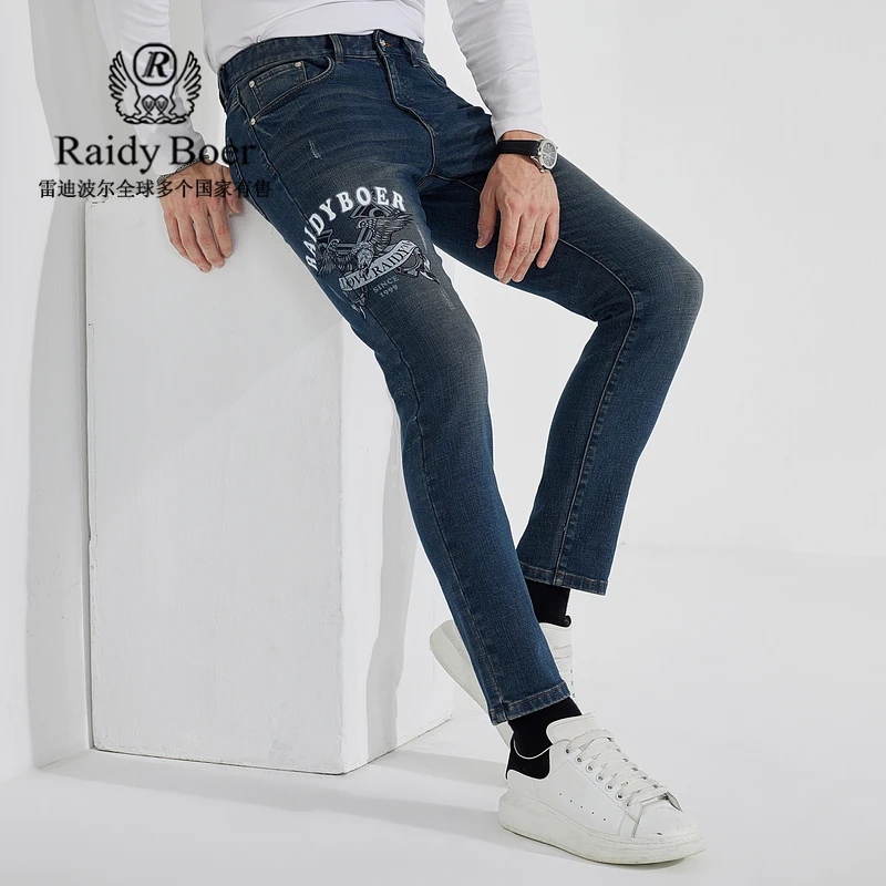 【飞鹰图案】RaidyBoer雷迪波尔秋冬时尚印花修身牛仔裤6019-51