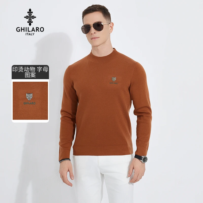 GHILARO/古劳吉那诺冬季男绵羊毛混纺休闲保暖可机洗毛衣5008-01