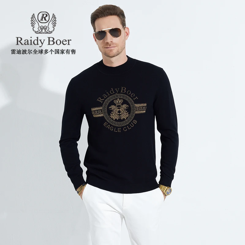 【100%绵羊毛】雷迪波尔秋冬毛衣半高领偏厚针织保暖羊毛衫男款5032