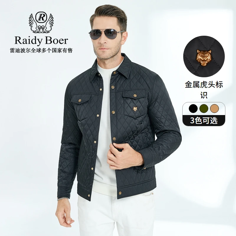 Raidy Boer/雷迪波尔男装休闲秋冬金属虎头翻领偏薄棉服外套4001