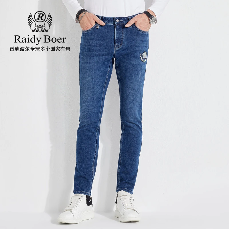 【皇冠贴布绣】Raidy Boer/雷迪波尔男秋新修身版型牛仔裤6007-50