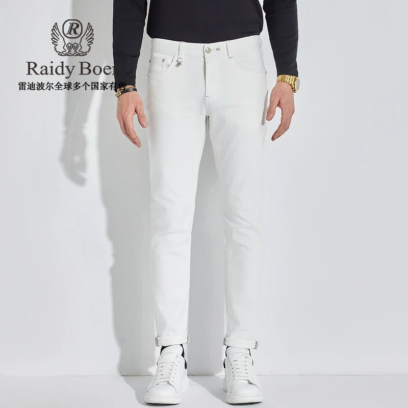 【棉弹面料】雷迪波尔秋季显高显瘦显腿长金属牌修身牛仔裤6002-80