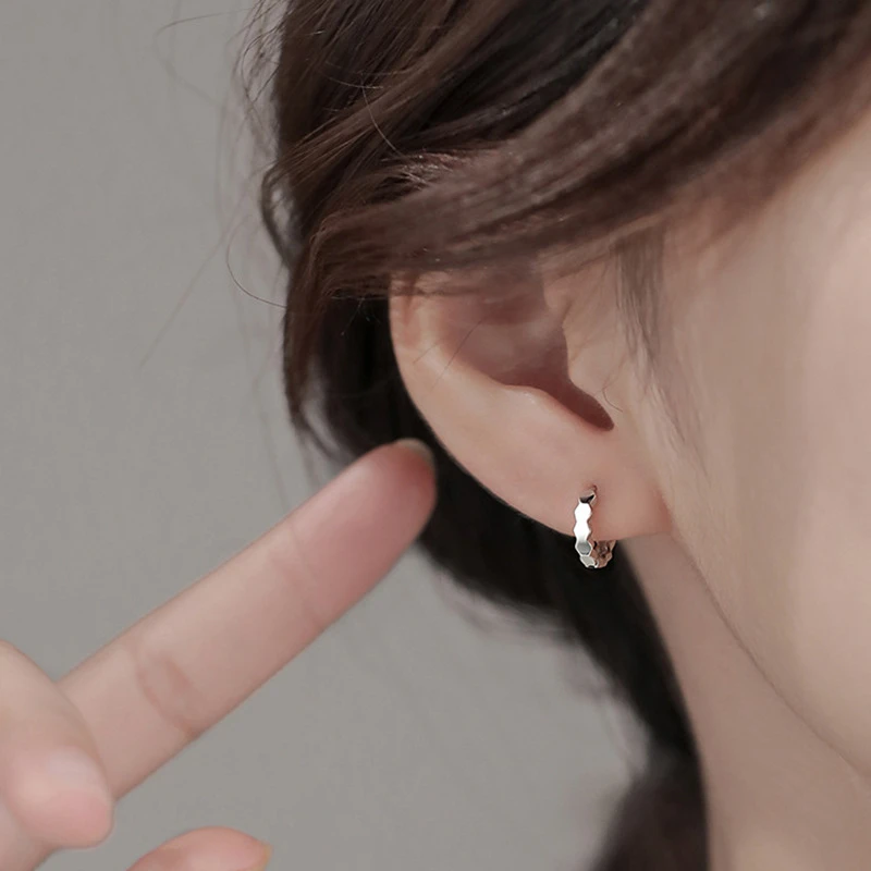 925银耳饰 几何切面耳扣新款爆款潮小众高级感轻奢银镀耳饰女夏季