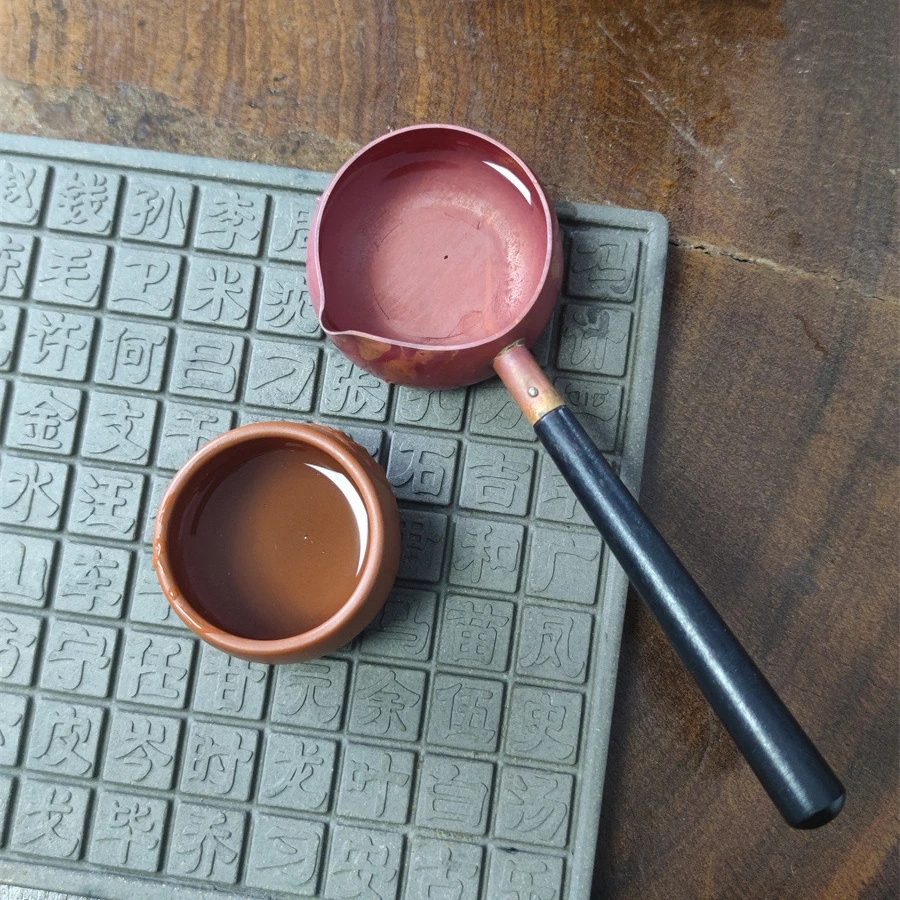 火烧红紫铜茶水勺长柄茶舀茶勺水瓢分茶勺小汤勺煮茶器功夫茶配件