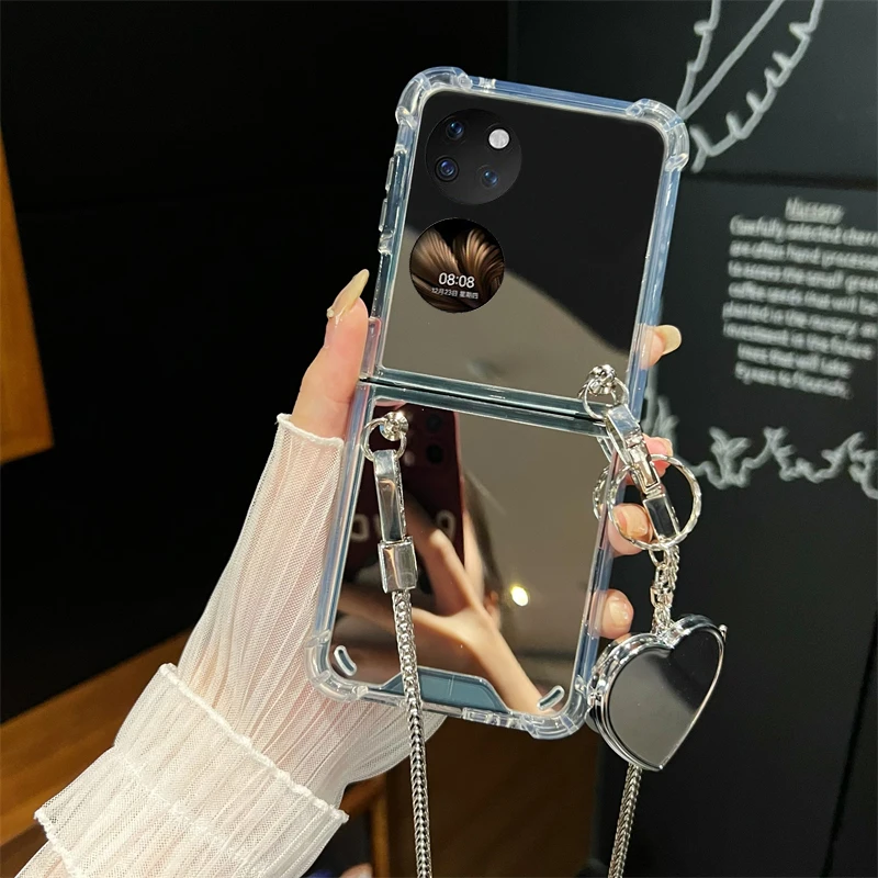 华为p50 pocket折叠屏手机壳pocketS斜挎链p50宝盒气囊防摔外壳女