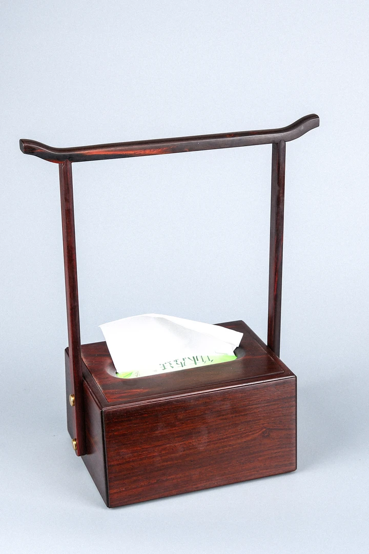 老挝大红酸枝交趾黄檀老料手提式称心如意/六维独板纸巾盒