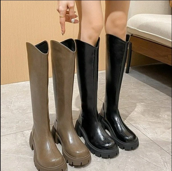 胖mm大筒围时尚百搭长筒长筒靴女适合胖妹妹大筒围女靴超大骑士靴