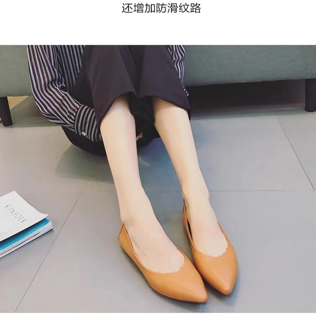 软底软面鞋浅口百搭软底百搭女皮鞋奶奶鞋防滑平跟夏季真皮单鞋
