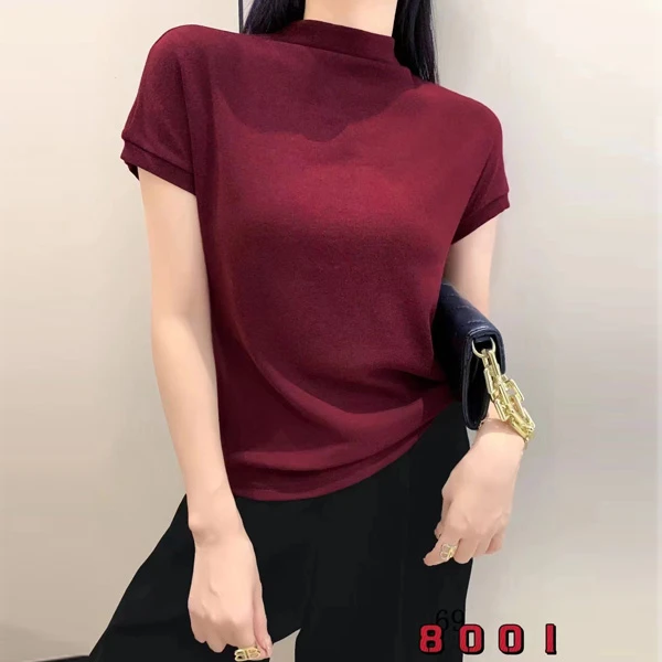 早秋新款气质百搭半高领T恤短袖宝藏衣橱上新