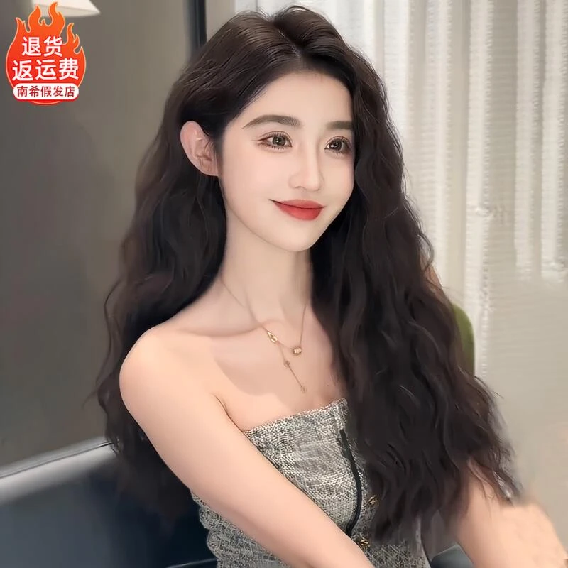 羊毛卷假发女自然港风卷发港风假发复古羊毛卷复古中分气质中长发