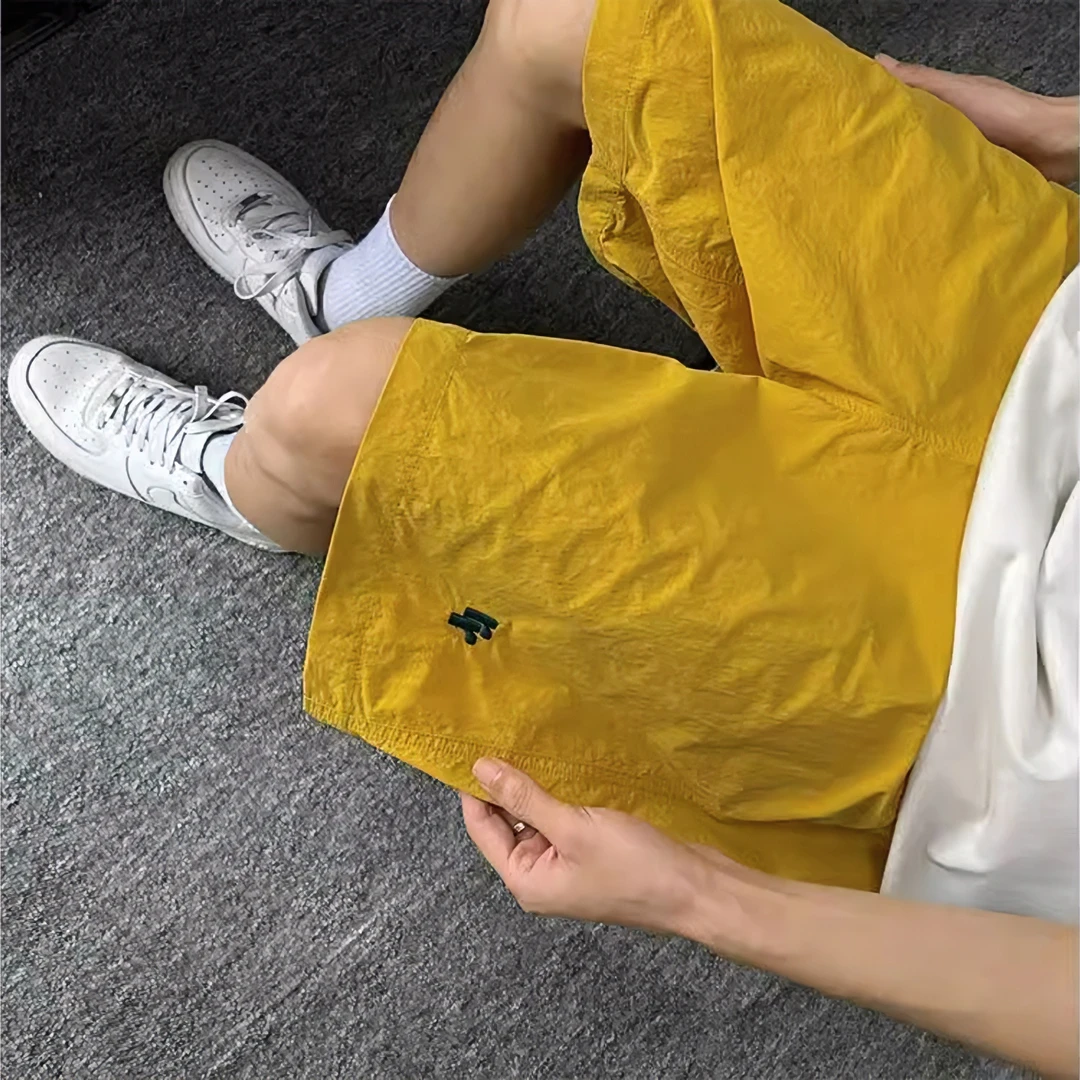 多巴胺刺绣速干五分短裤男士夏季超薄沙滩情侣休闲短裤外穿中裤