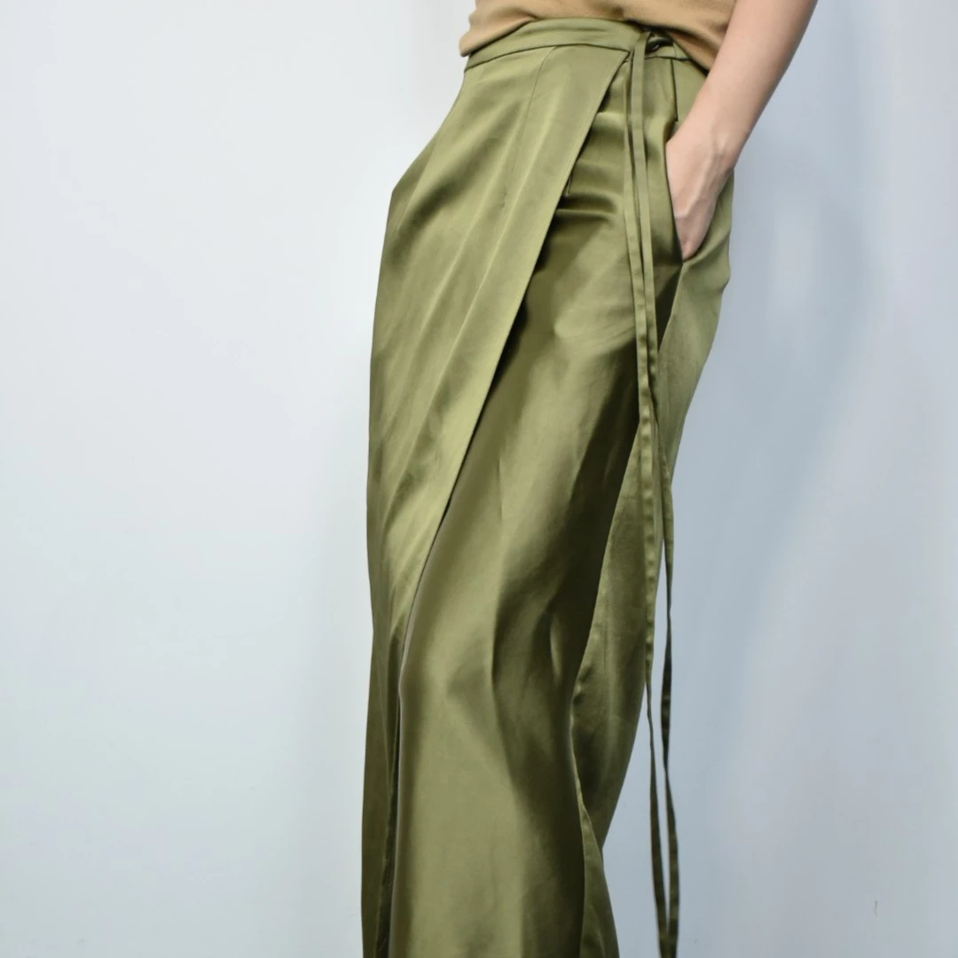 醋酸绸面新中式一片裙纯色