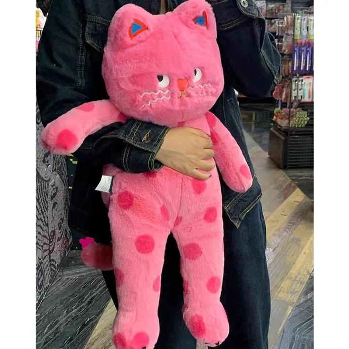 网红波点猫咪公仔靠垫抱睡猫毛绒玩偶抱枕布娃娃送女友生日礼物
