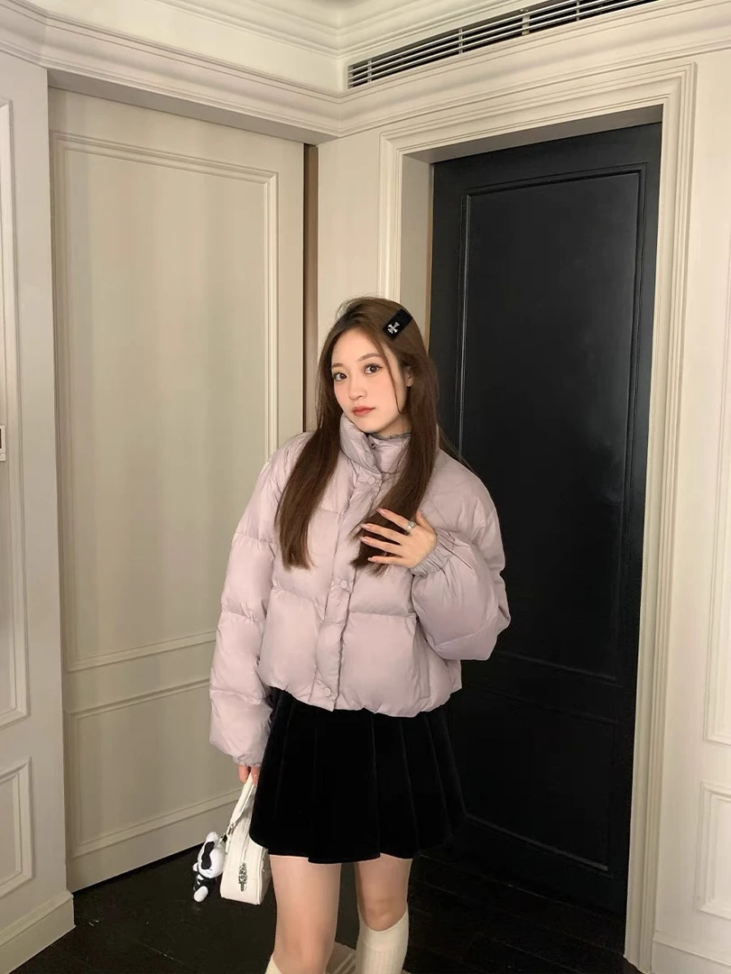 冬季新款90白鸭绒小款羽绒服女加厚保暖面包服短款外套