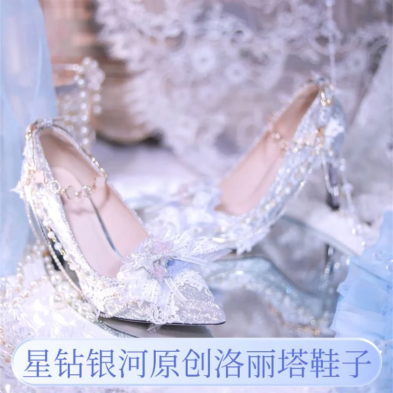 星钻银河原创水晶鞋不撞款花嫁lolita鞋高跟鞋优雅