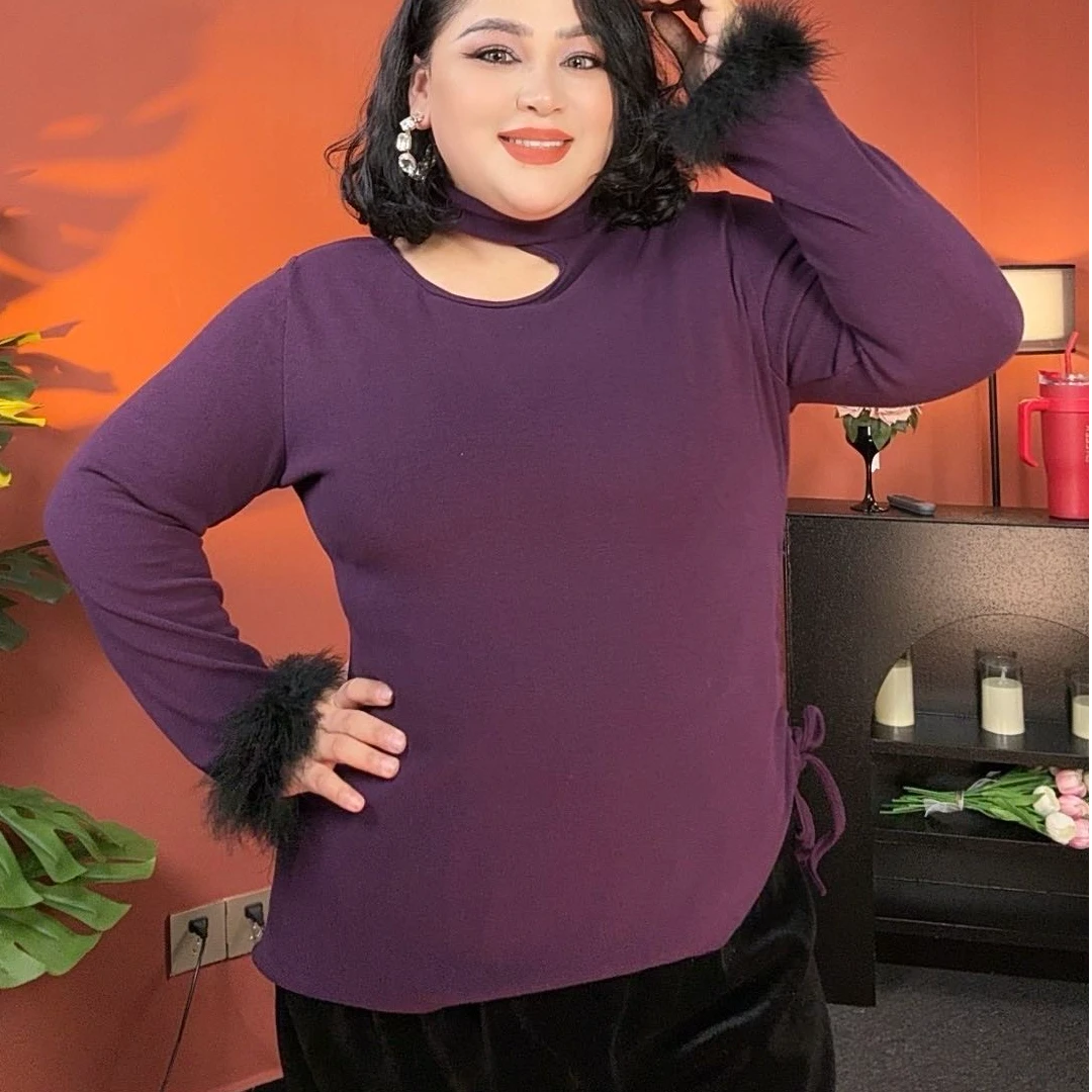 AHLIMA大码女装2024推荐款长袖时尚保暖秋冬圆领百搭打底衫