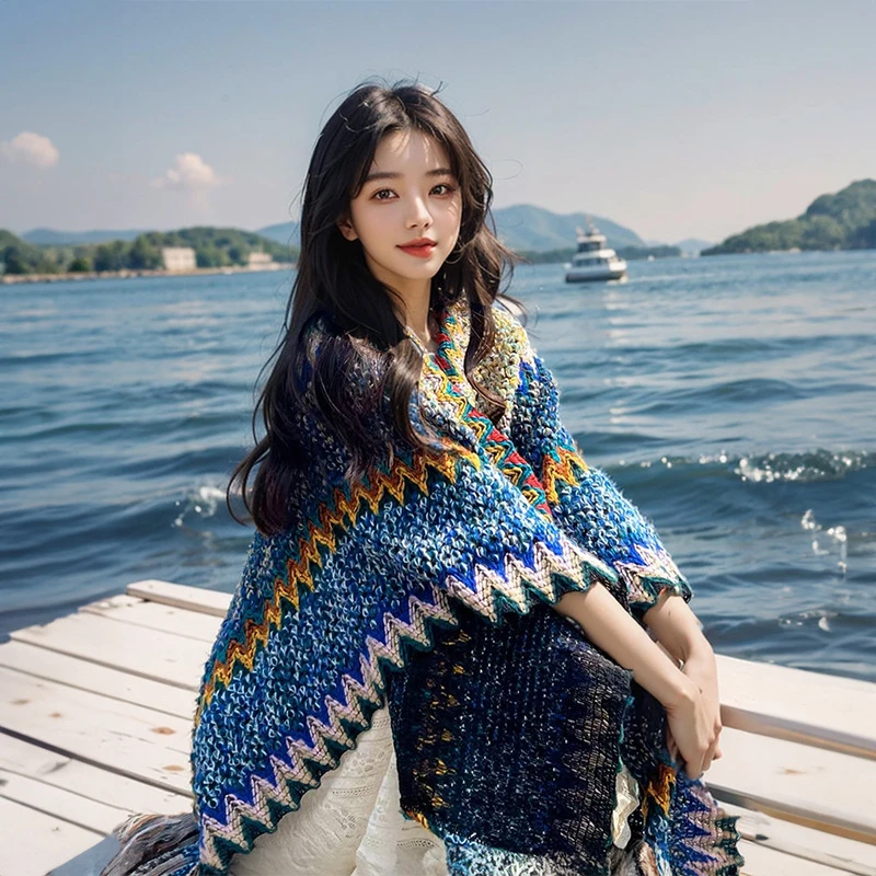 云南丽江披肩许红豆同款毯子民族风旅游外搭斗篷外套披风围巾女