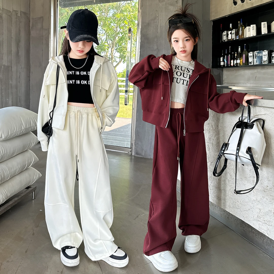 女童秋装运动套装秋季2024新款洋气中大童拉链衫外套休闲裤两件套