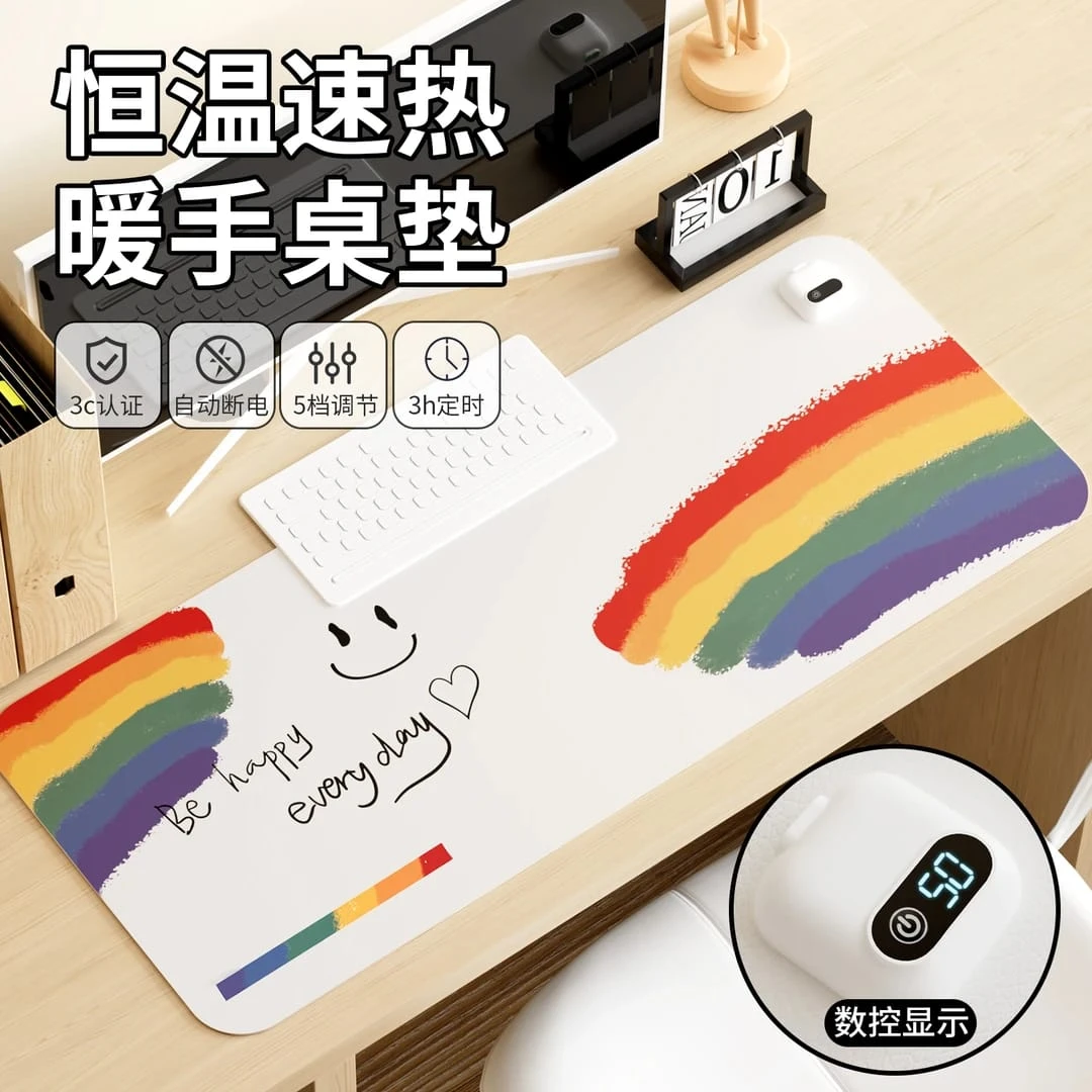 加热鼠标垫办公室桌面加热暖桌垫学生写作业写字发热防水暖手桌垫