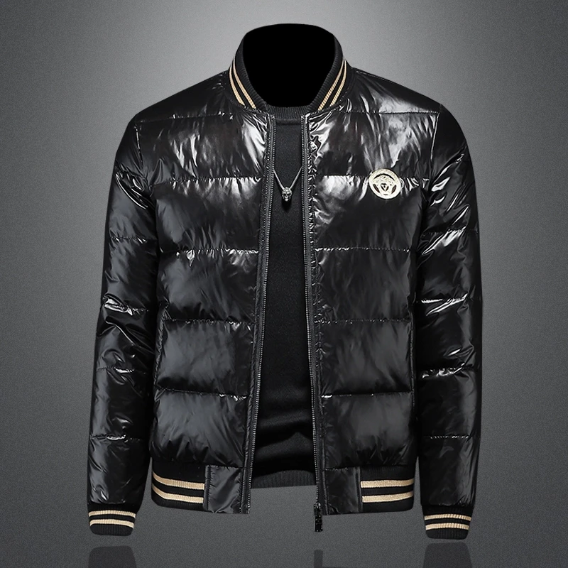 欧洲站羽绒服男冬季2025新款潮流休闲短款刺绣修身男士保暖外套潮