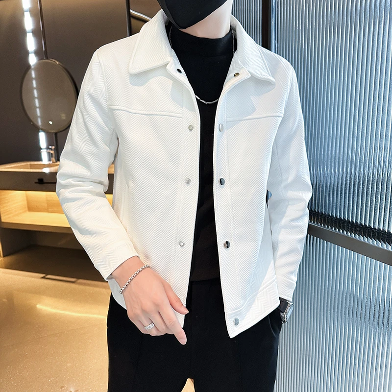 男士翻领外套秋冬季2023新款潮牌痞帅高级感潮流休闲短款工装夹克