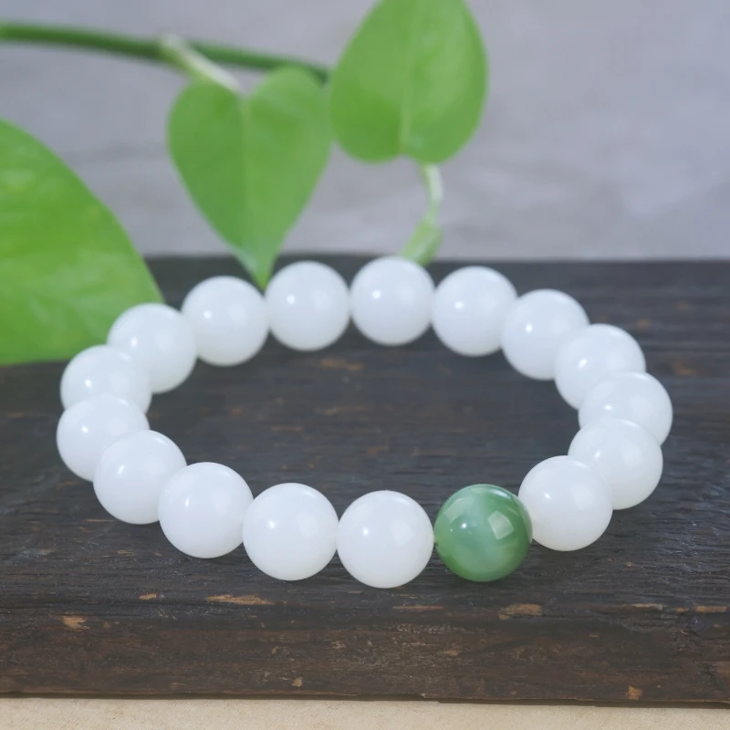 和田玉白玉单圈手串/多样性发其一