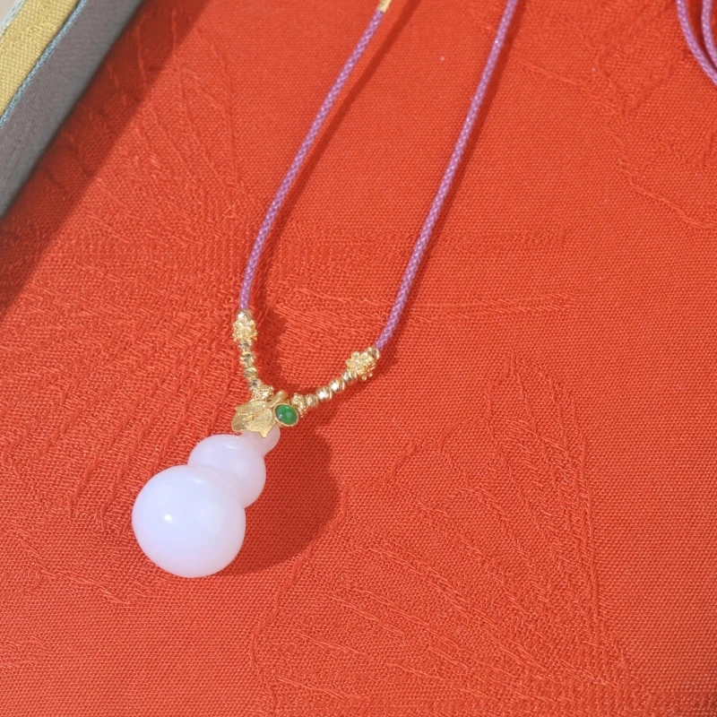 18K金和田玉白玉葫芦吊坠项链/多样性发其一