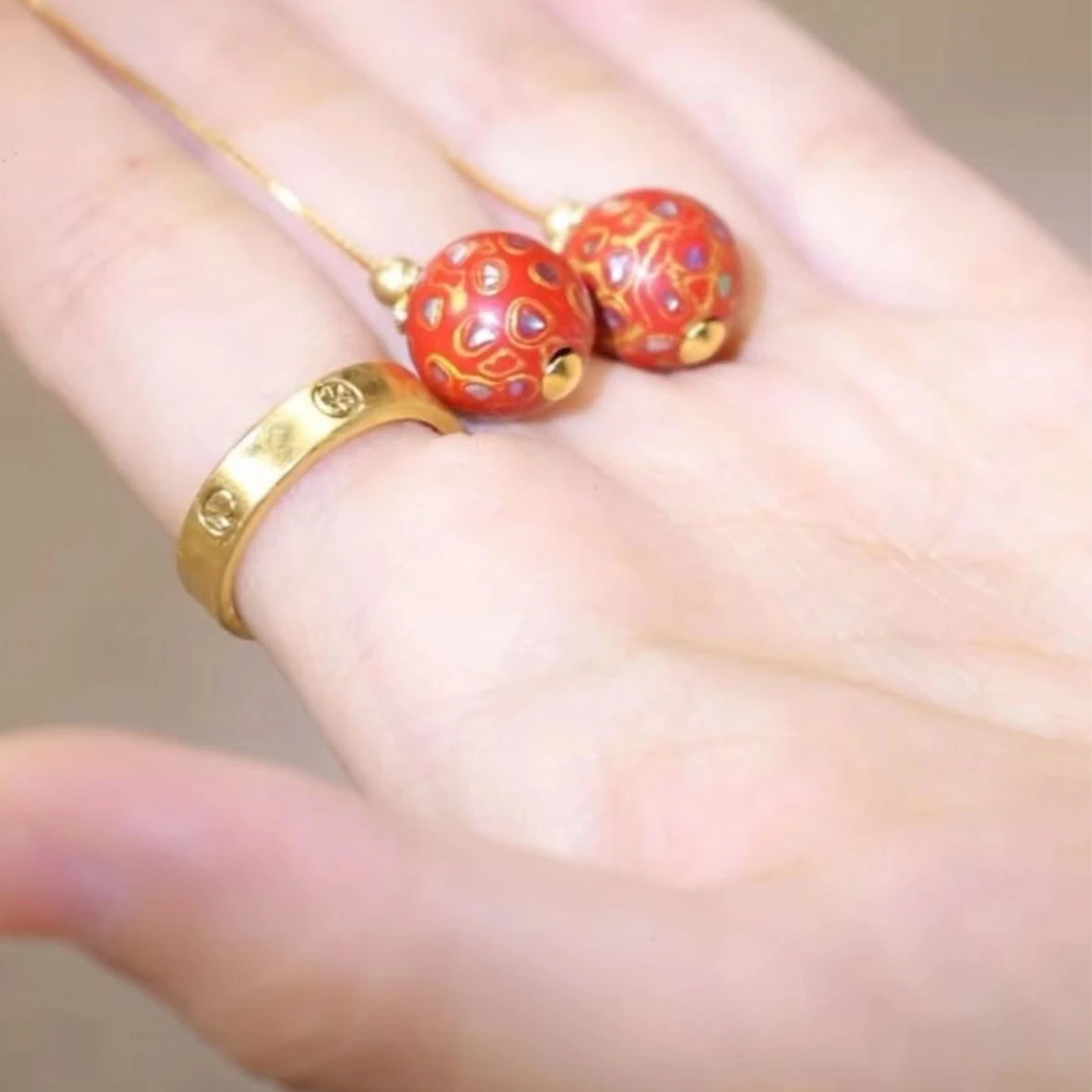 银壶大魔王手工艺品大漆耳坠耳钉LC0027