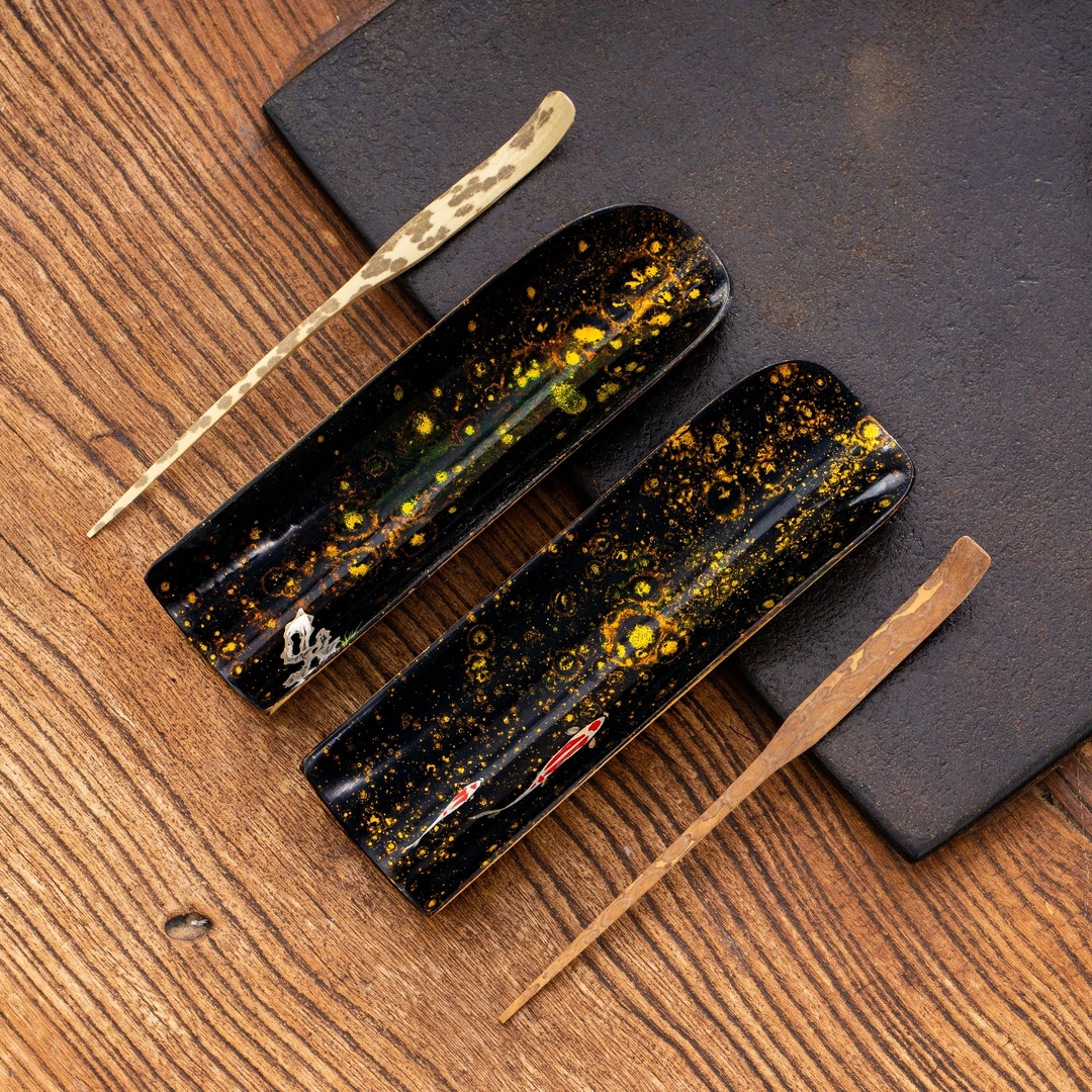 蜂鸟工坊 文创系列 大漆 太湖石茶则（带茶拨）WCDQCZ064 WCDQCZ065