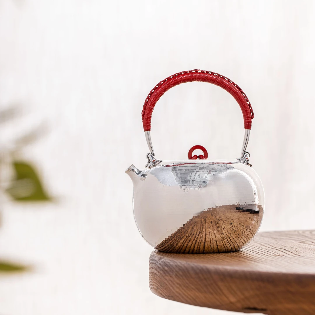 蜂鸟工坊 名匠优选 红漆三环钮锤纹苹果提梁大壶 MJYXA2101