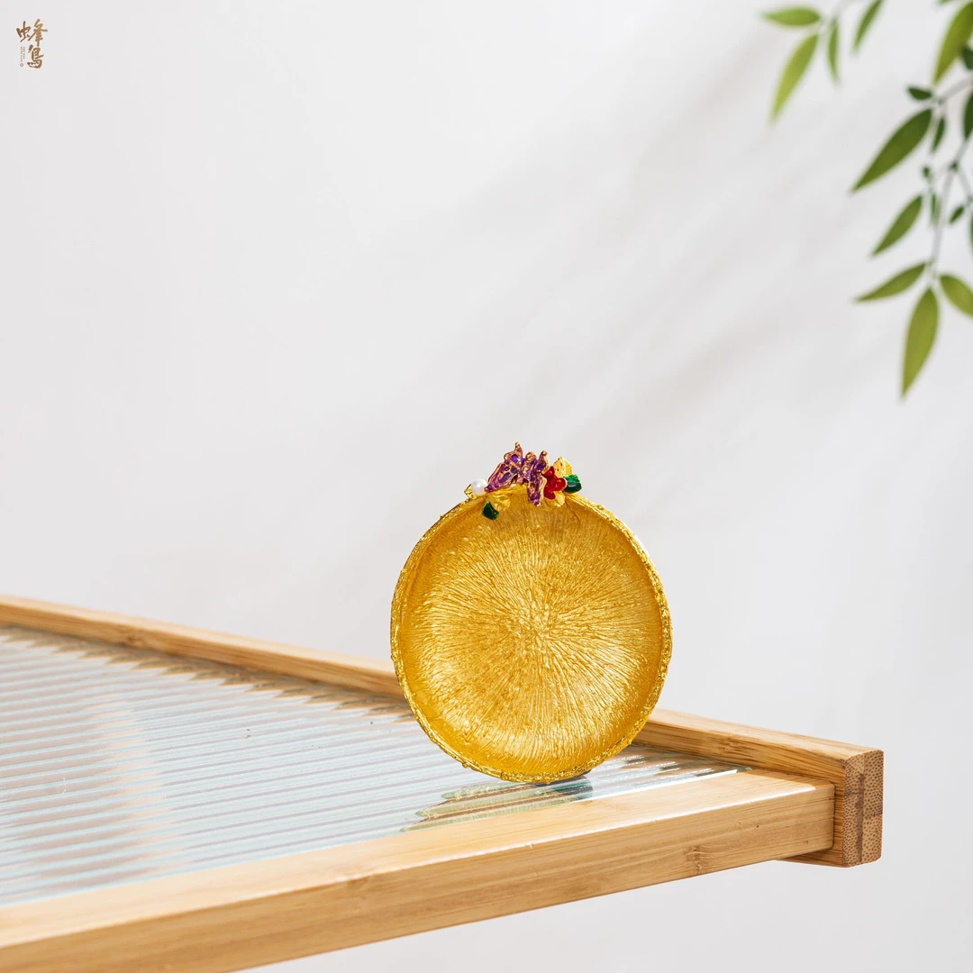 蜂鸟工坊 源心造物 繁花系列 珐琅蝶恋花杯托 WCXBT0185