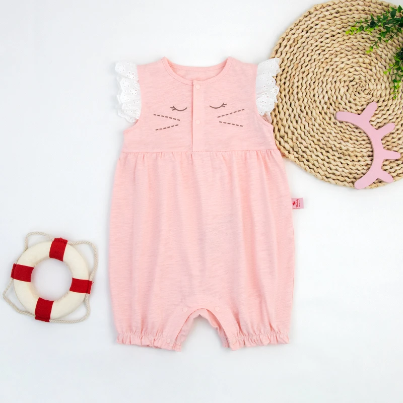 Bbe baby夏款上新儿童夏季女童飞袖哈衣--H040