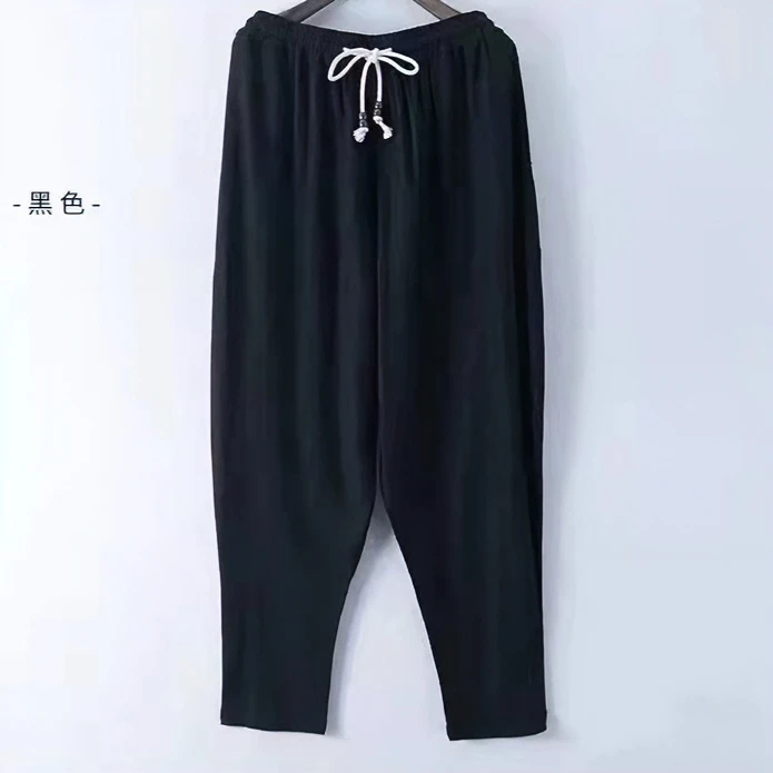 蒙鲤国风男士9910款潮流萝卜裤宽松黑色休闲薄款时尚男装百搭