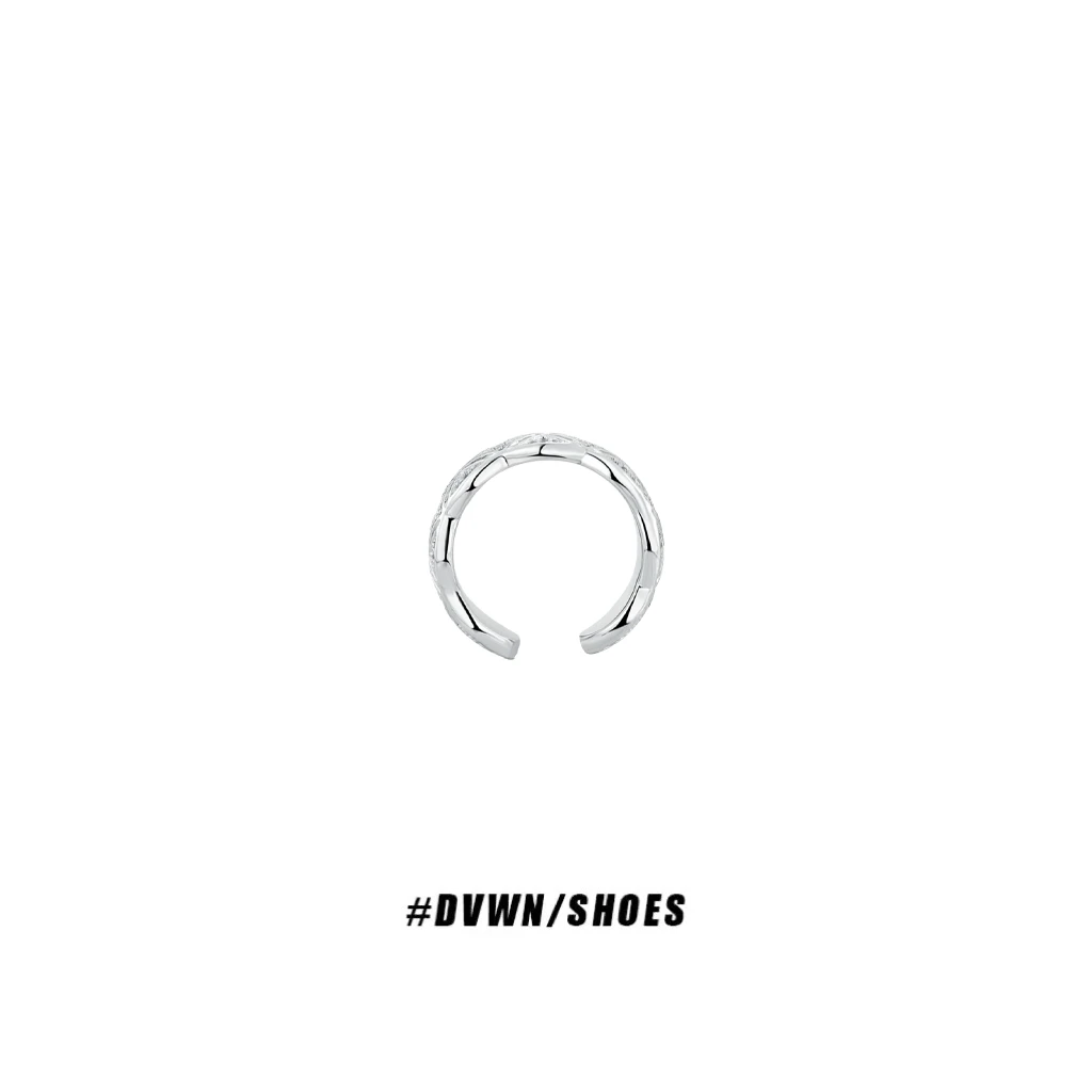 铜合金戒指 【DVWN 专属】轻奢设计感满钻菱格纹戒指开口戒银色