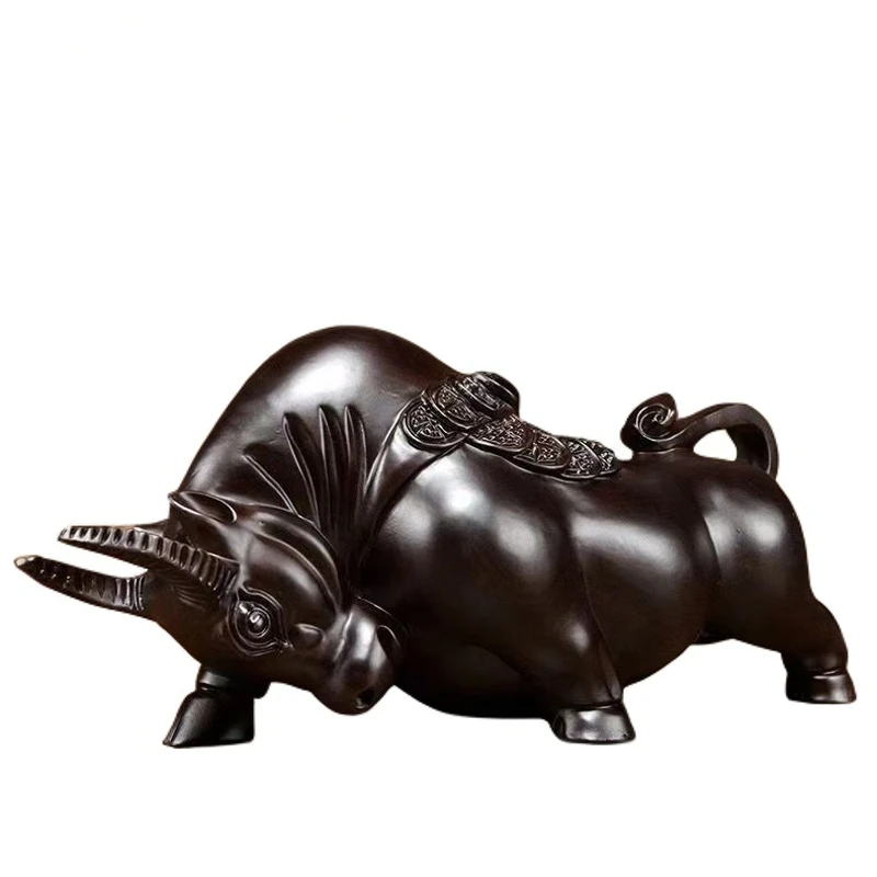 长28-30公分黑檀木牛摆件木雕摆件（一只）