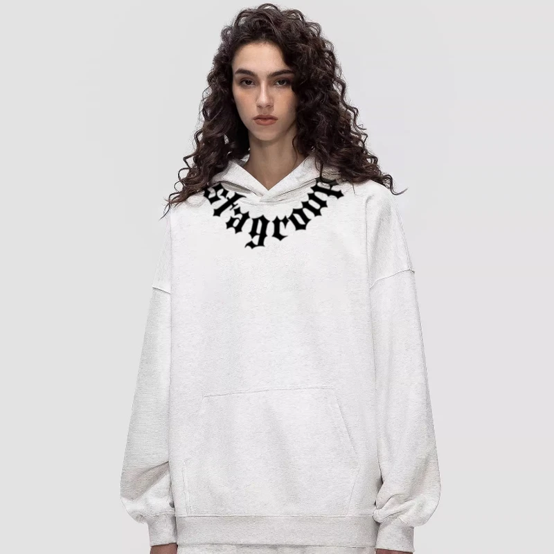 STA哥特式字母连帽卫衣男秋冬女加绒重磅薄款潮牌宽松百搭美式ins