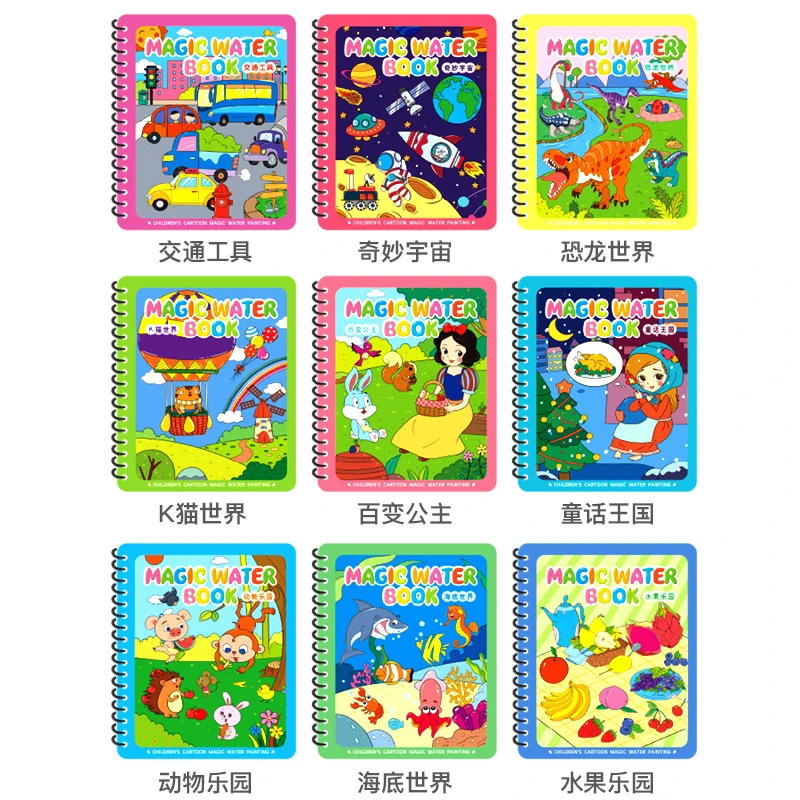 【精选好物】儿童水画本涂色绘画画套装反复填色水彩画水画本