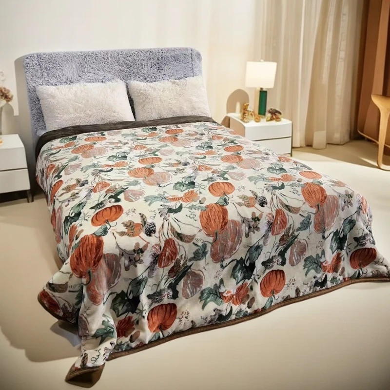 【南瓜被】180*200cm被子加绒加厚双面绒被双人被芯印花冬被