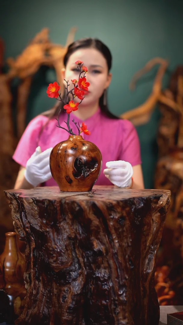 【闪购商品】枣木雷击枣木石榴瓶