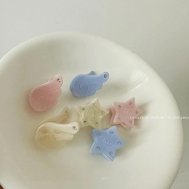 设计感五角星天使小翅膀发夹小抓夹水钻甜美公主头发饰刘海夹发饰