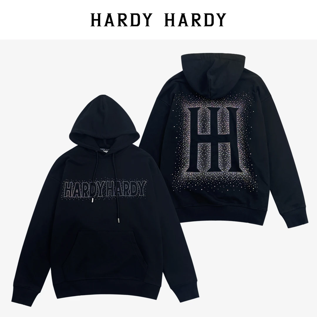 HARDY HARDY春秋新款潮牌烫钻字母情侣连帽卫衣男女同款上衣